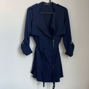 Pleione trench coat shirt jacket. Color navy.